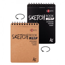 скетчбук Santi "Dual" для графіки А5, 33арк., 3в1 (крафт/чорний/кремовий папір)  743282  (20/40)