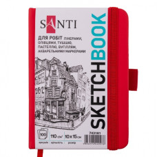 скетчбук Santi для графіки 10х15см., 100арк., тверда обкл. PU, 110гр./м2  743181  (16/48)