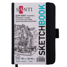 скетчбук Santi для графіки 10х15см., 100арк., тверда обкл. PU, 110гр./м2  743179  (16/48)
