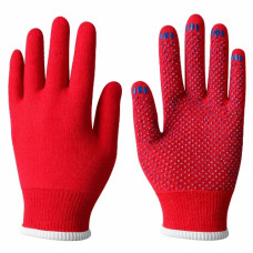 рукавиці синтетичні червоні з синьою ПВХ-крапкою, розмір 8  (10)