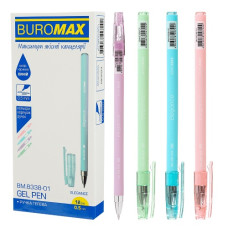 ручка Buromax Elegance гелева 0,5мм., непрозорий корпус, синя  ВМ.8338-01  (12/144/1728)
