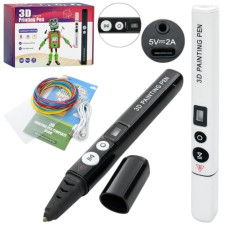 ручка 3D 17,5см., акум., PLA-запаски (3 кольори), USB-зар., в кор. 23х16х6см.  327  (9)