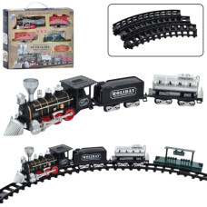 залізниця 88см., локомотив, 2 вагони, станція, звук, світло, на бат. в кор. 38х34х8см.  YY-522  (12)