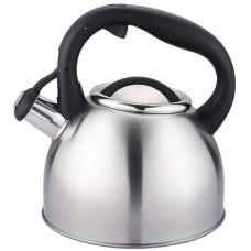 чайник нержав. зі свистком 2,5л., нержав. кришка, чорна ручка  ZB-K2.5 LB