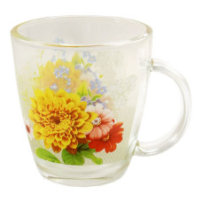 кухоль скляний 340мл. Жовта хризантема  ОСТ 2 А2410Т