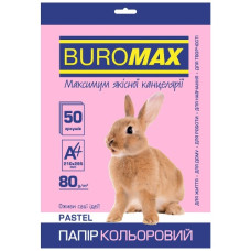папір оф. кольор. Buromax  А4/80гр./50арк. Pastel рожевий  ВМ.2721250-10  (60)
