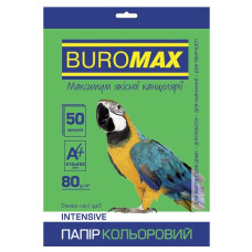 папір оф. кольор. Buromax  А4/80гр./50арк. Intensiv зелений  ВМ.2721350-04  (50)