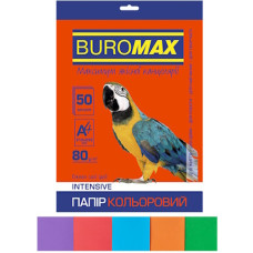 папір оф. кольор. Buromax  А4/80гр./50арк. Intensiv MIX набір 5кол.  ВМ.2721350-99  (50)