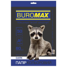 папір оф. кольор. Buromax  А4/80гр./50арк. Dark чорний  ВМ.2721450-01  (60)
