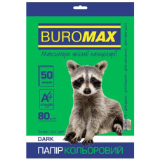 папір оф. кольор. Buromax  А4/80гр./50арк. Dark темно-зелений  ВМ.2721450-04  (50)