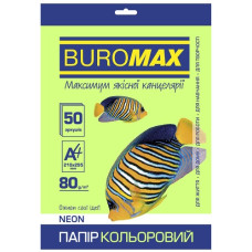 папір оф. кольор. Buromax  А4/80гр./50арк. Neon зелений  ВМ.2721550-04  (60)