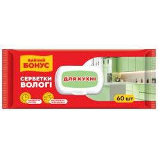 серветки вологі господарчі Файний Бонус для кухні 60шт. з клапаном  (12)