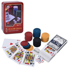 настільна гра покер фішки, карти, в мет. кор. 19,5х12х5см.  J02070  (24)