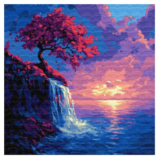 картина за номер. Ідейка 40х40см. "Сакура в потоці"  КНО6380