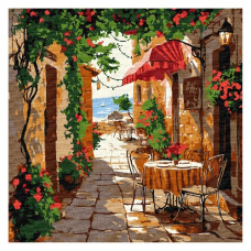 картина за номер. Ідейка 30х30см. "Кав'ярня з вінтажними меблями"  КНО6381