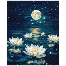 картина за номер. Ідейка 40х50см. "Лотос під сяйвом" з фарбами металік  КНО6391