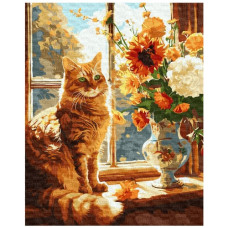 картина за номер. Ідейка 40х50см. "Рудий котик"  КНО6604