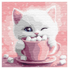 картина за номер. Ідейка 30х30см. "Какао для котика (картина №3)"  КНО6716