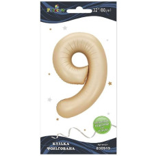 кулька-цифра фольгована Pelican  80см. лате "9"  830919  (5/20)