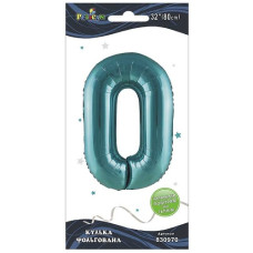 кулька-цифра фольгована Pelican  80см. тіффані "0"  830970  (5/20)