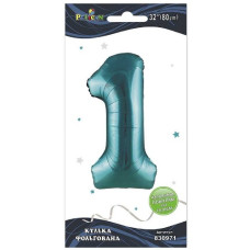 кулька-цифра фольгована Pelican  80см. тіффані "1"  830971  (5/20)