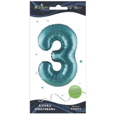 кулька-цифра фольгована Pelican  80см. тіффані "3"  830973  (5/20)