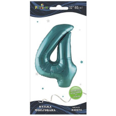 кулька-цифра фольгована Pelican  80см. тіффані "4"  830974  (5/20)
