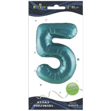 кулька-цифра фольгована Pelican  80см. тіффані "5"  830975  (5/20)