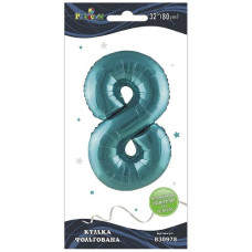 кулька-цифра фольгована Pelican  80см. тіффані "8"  830978  (5/20)