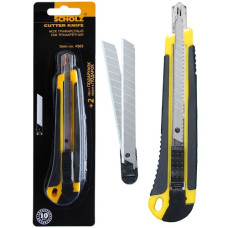 ніж трафаретний Scholz  9мм.+ 2 леза, автофіксатор, мет. направляюча, прогумований  4503  (12)