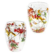 склянка з подвійним дном 350мл. з квітами  350ML-B/118165  (1/100)