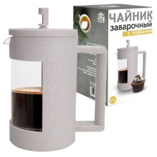 заварювальний чайник з поршнем еко пластик + боросилікатне зміцнене скло  600мл.  9150  (24)