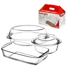 набір каструль скляних Borcam 3шт.  159053  (2)