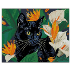 алмазна мозаїка Strateg 40х50см. "Кішка на полюванні"  в тубі, без підрамника  ZAV4050-40