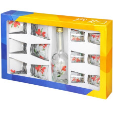 набір 13 предм. (графін 0,5л. + 6 чарок + 6 склянок) мікс