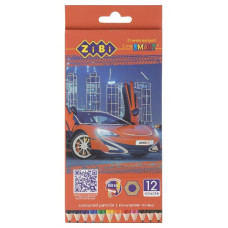 олівці кольор. Zibi Smart Line Машинки 12кол. шестигр., карт. уп., заточ.  ZB.2446  (24/240)