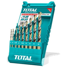 набір свердел Total 2-10мм. HSS спіральних 9шт. в пласт. кейсі  TACSD0095