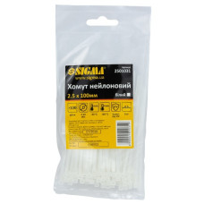 хомут нейлоновий Сигма 2,5х100мм. 100шт. білий  2501031