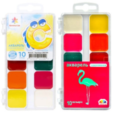 фарби акварельні Гамма (НВ) "Захоплення" 10кол.  пласт.кор. без пензлика  200104  (15)