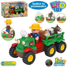 трактор з причепом 25,5см. муз.. звук, фігурка, тварини, на бат. в кор. 33х20х15см.  М 6303  (12)