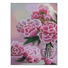 алмазна мозаїка Strateg 30х40см. "Рожеві півонії"  в тубі, без підрамника  ZAV3040-44