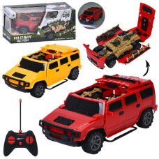 машина р/к 22см., 2в1 (військова база), світло, гум. кол., на батар. в кор. 30х14х14см.  869-30  (8)