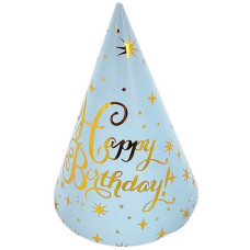 ковпачок святковий Pelican 15см. "Happy Birthday" блакитний із золотом  871823  (10)