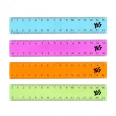 лінійка YES 15см. кольорова прозора  370330  (48)