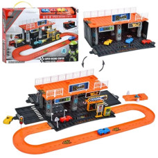 гараж 2 поверхи, запуск, 3 машинки 4,5см., 61дет., в кор. 42х28,5х5,5см.  МН2032  (36)