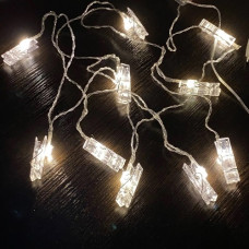 електрогірлянда  10 LED "Прищіпки" 4м. на батарейках + USB, тепле біле світло  1698-108