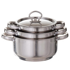 набір каструль A-Plus 3шт. нержав. зі скляними кришками  1299  (4)