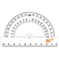 транспортир YES пластмасовий з лінійкою 10см.  370407  (36/1080)