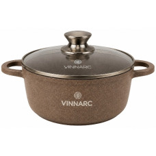 каструля Vinnarc з антипригарним мармуровим покриттям та скляною кришкою 5,5л. 26см.  BL-0326NS