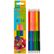 олівці кольор. Marco 1011- 6CB 6шт./12кол. Пегашка двостор. карт. уп. заточ. (24/480)